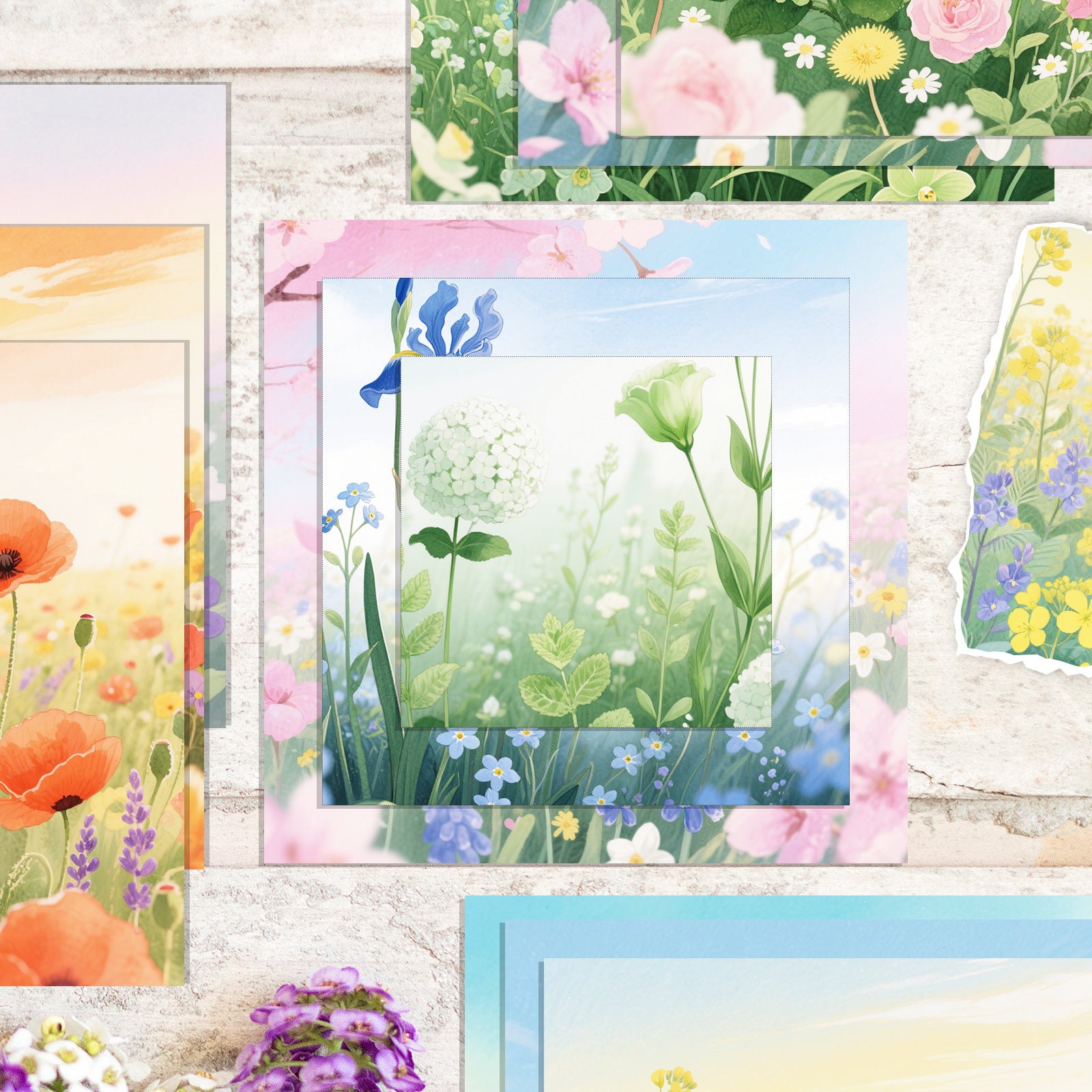 6 inch Watercolor Flower Scrapbook Paper Pad PA949
