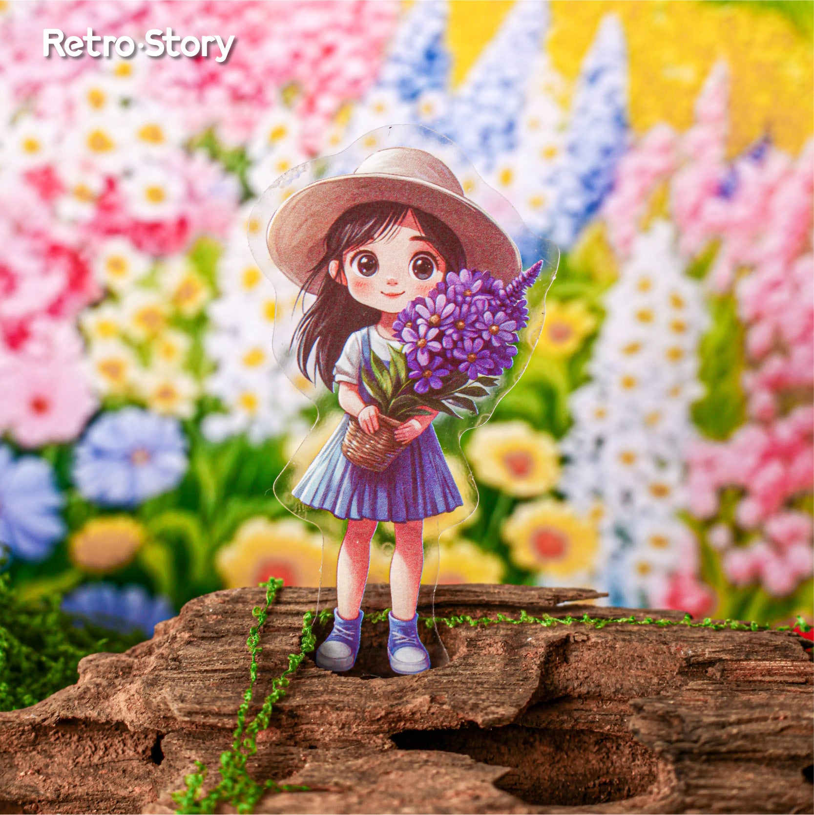 20 Pcs Little Flower Girl PET Stickers FRXL