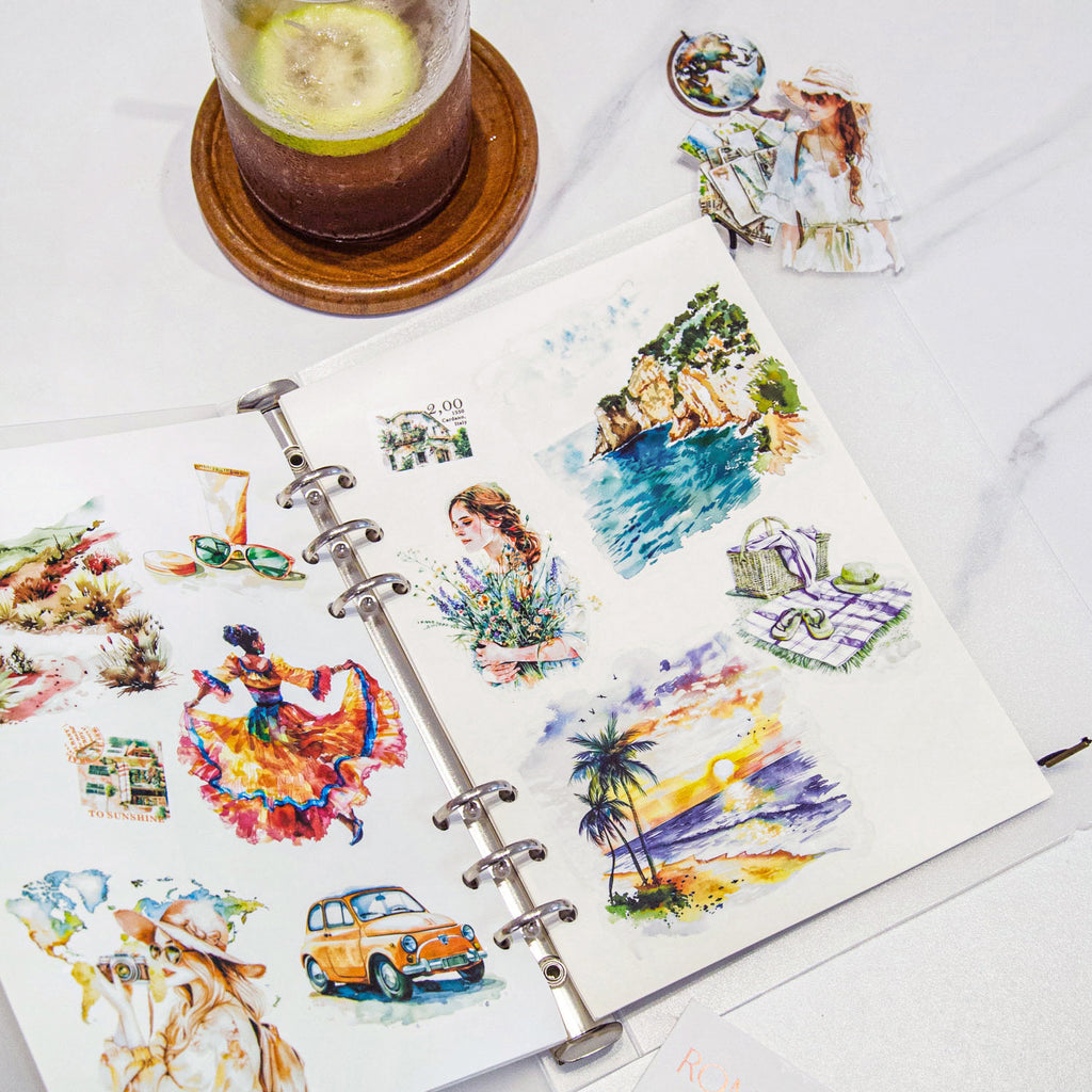 30 Pcs Travel Themed PET Stickers LMLX