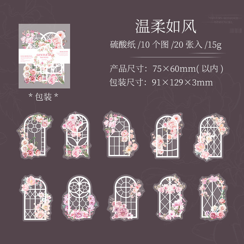 20 Pcs White Windows Themd Stickers LMCT