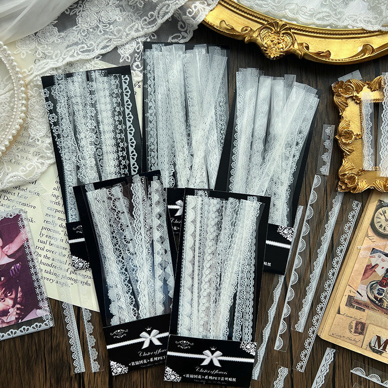 40 Pcs Vintage White Lace Border Stickers