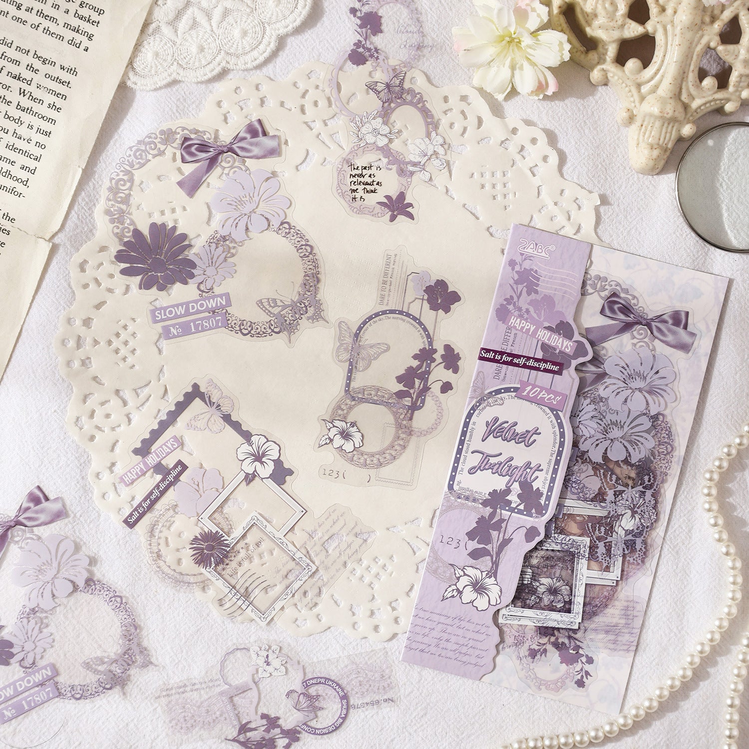 10 Pcs Lace Collage PET Stickers YSXJ