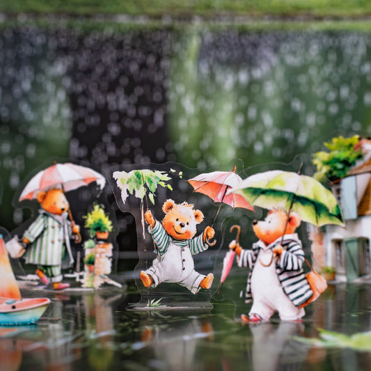 15 Pcs Rainy Animal PET Stickers BYXDW