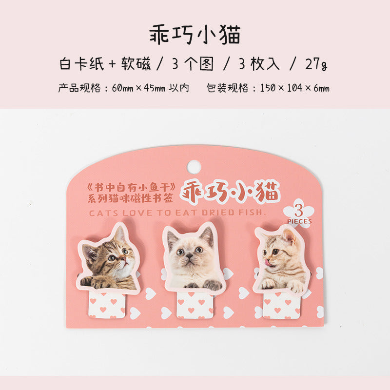 3-Pcs-Cat-Theme-Magnetic-Bookmark