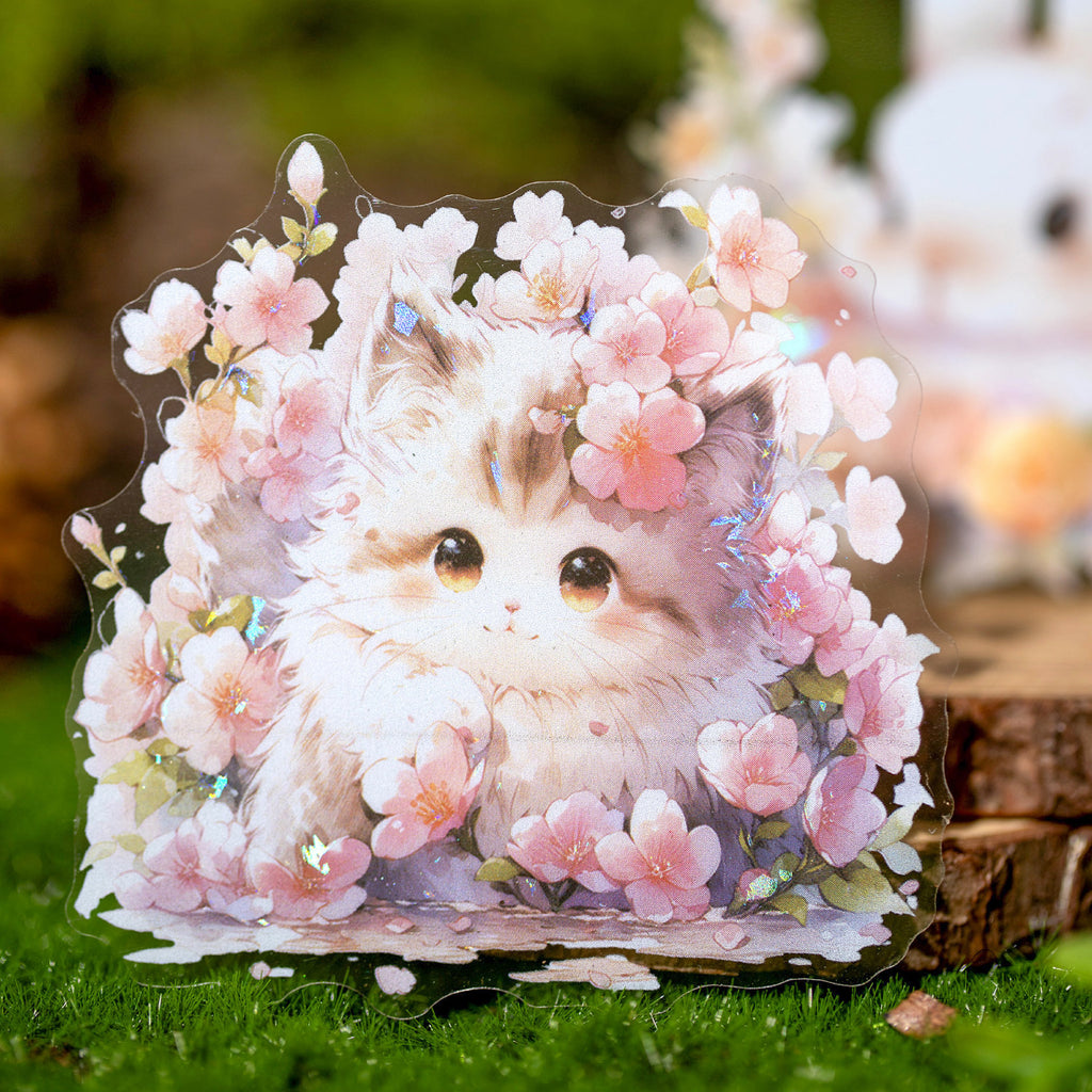 10 Pcs PET Cat and Rabbit Stickers DWSL