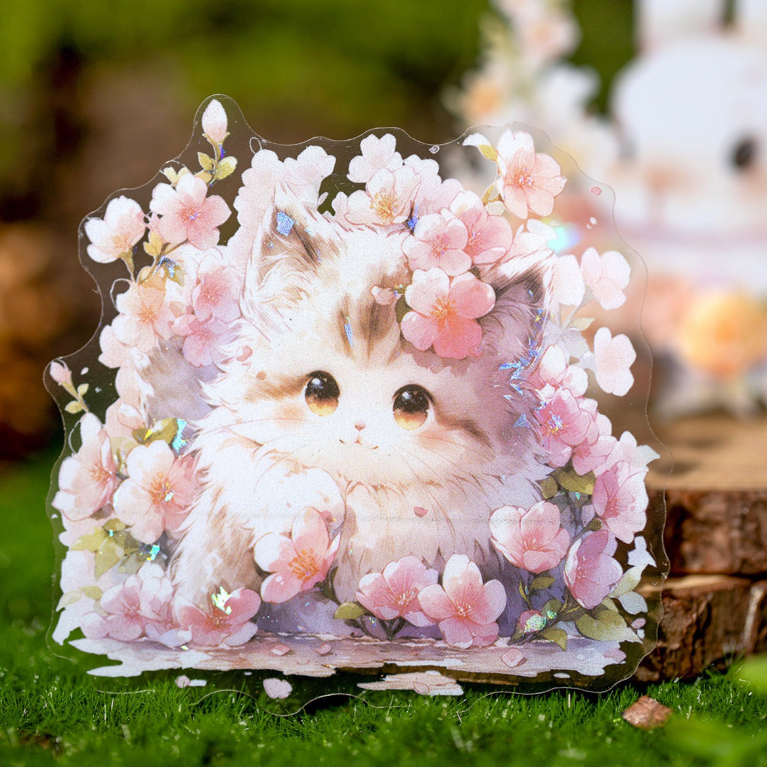 10 Pcs PET Cat and Rabbit Stickers DWSL