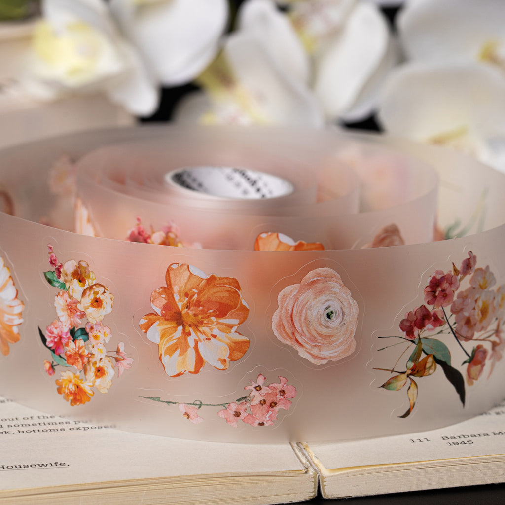 1 Roll Watercolor Flower PET Stickers Tape JGHQS