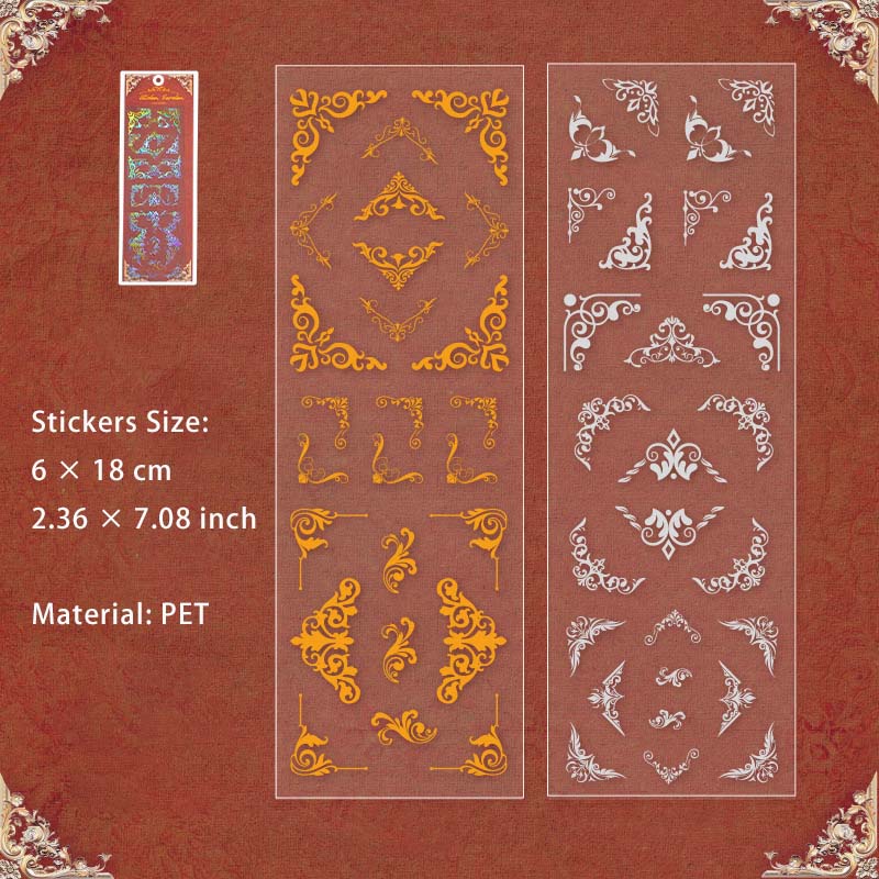 2 Sheets Glitter Corner PET Stickers ODMJ