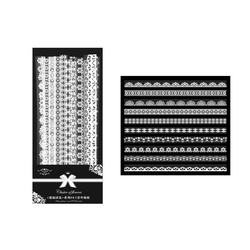 40 Pcs Vintage White Lace Border Stickers