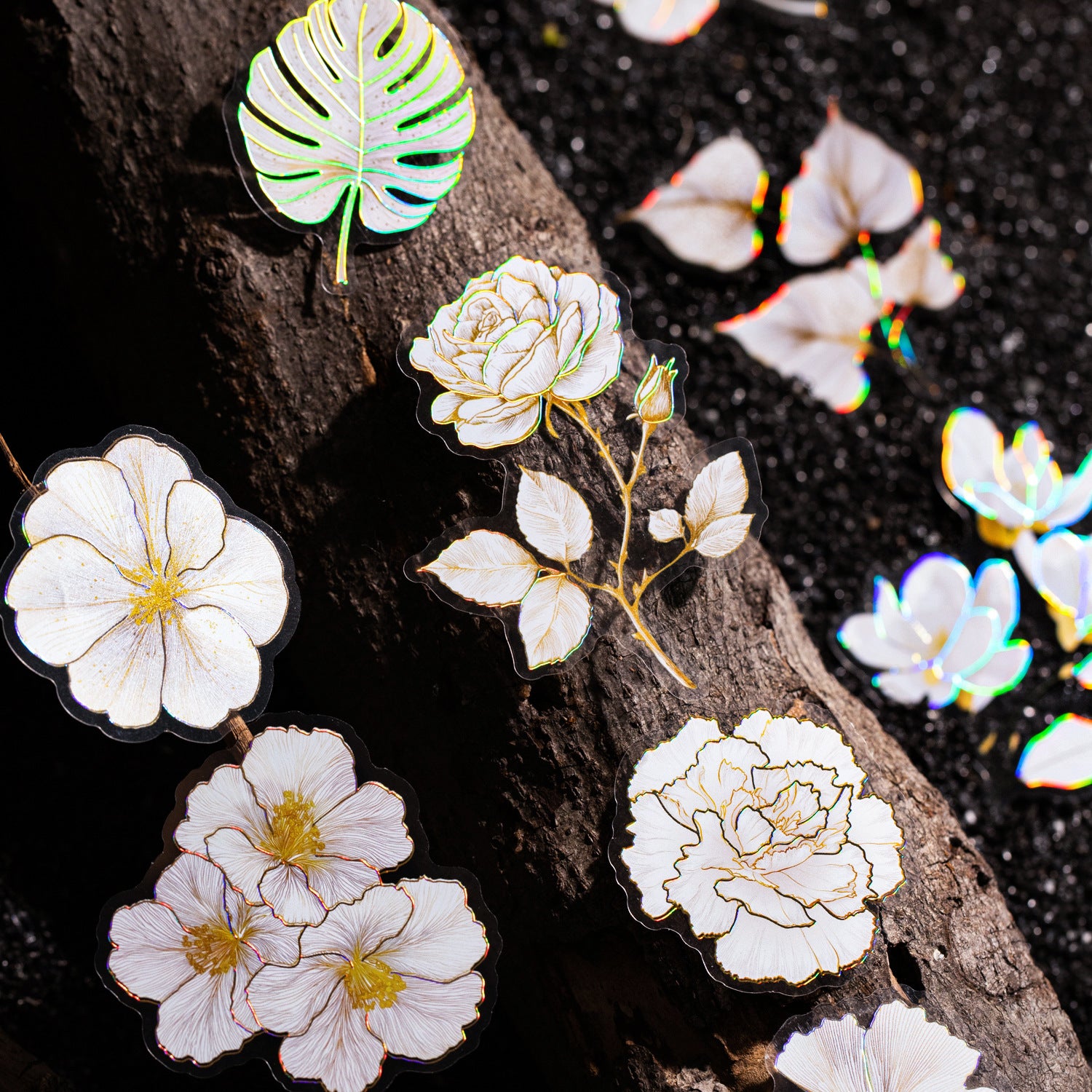 10 Pcs Gold Foil White Flower SSHK