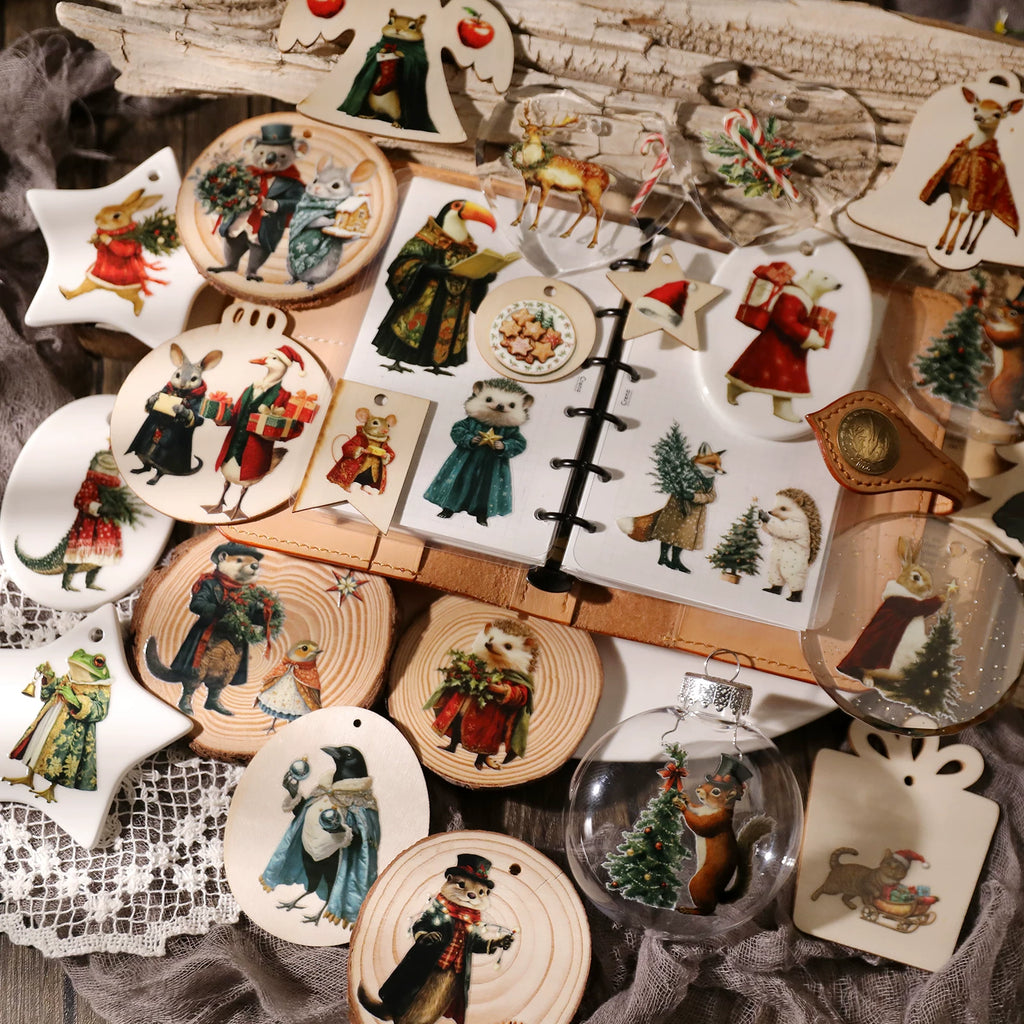 2 Sheets Waterproof Rub on Stickers - Christmas Animal
