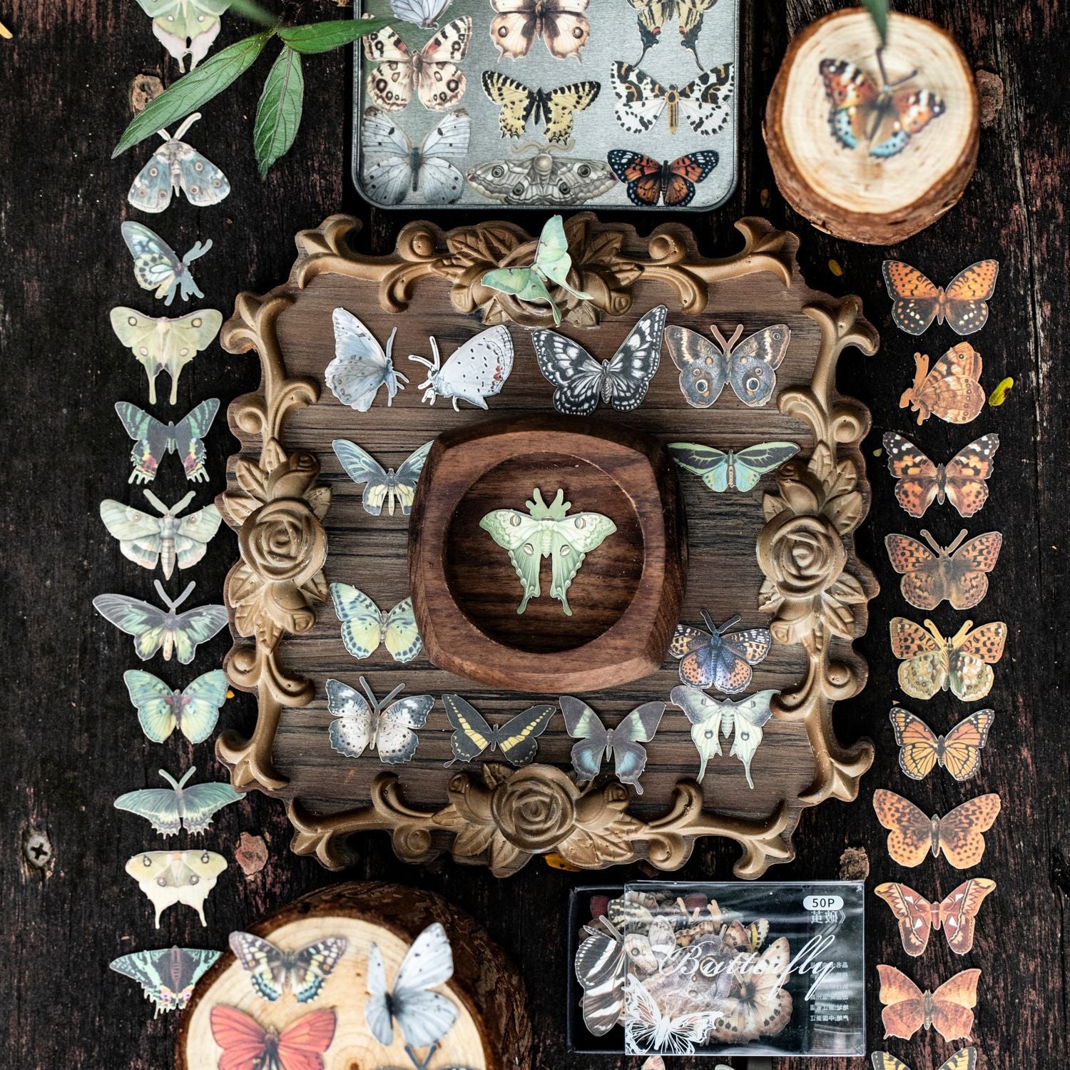 50 Pcs Vintage Butterfly Stickers PJZC