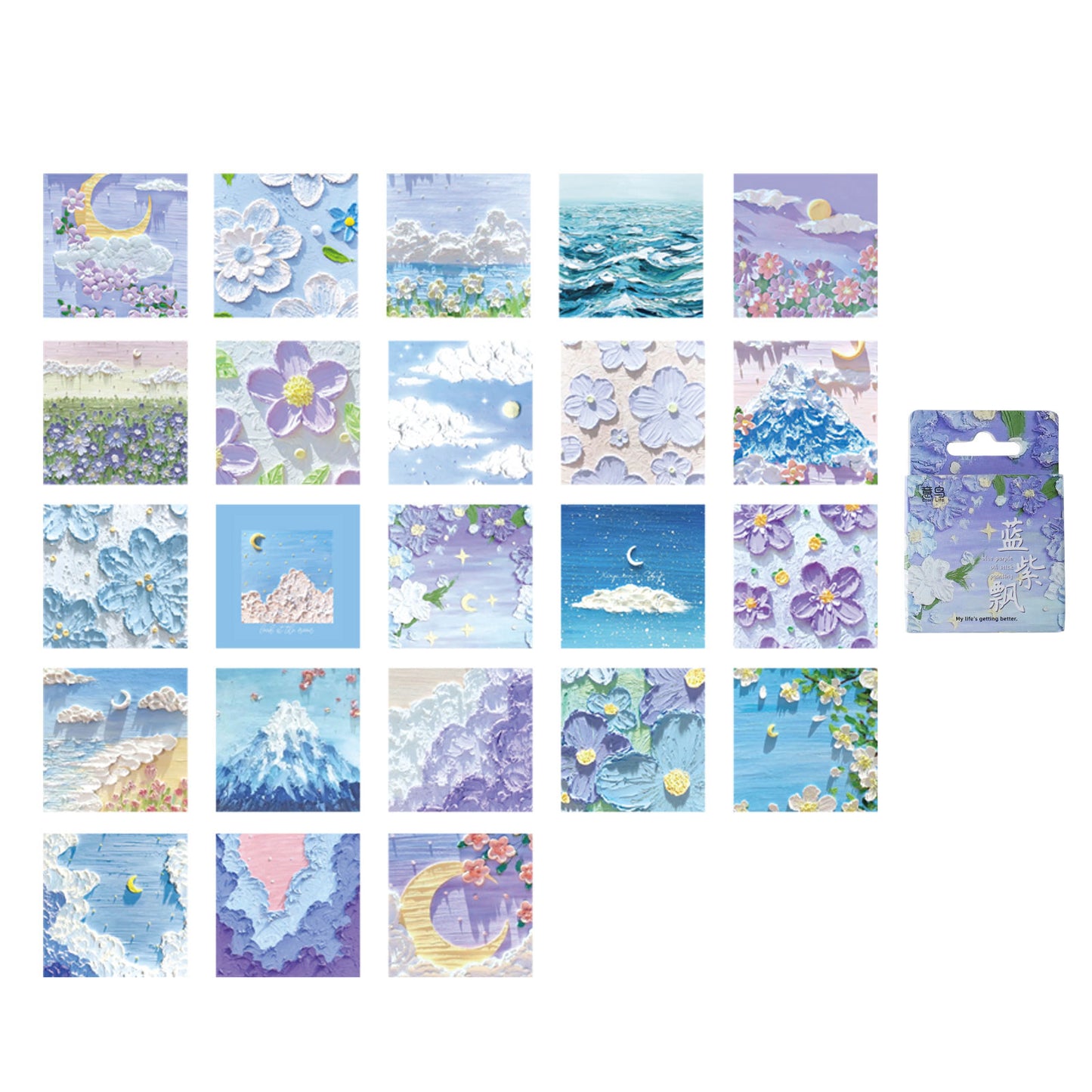 46 Pcs Blue Themed Landscape Stickers LZP