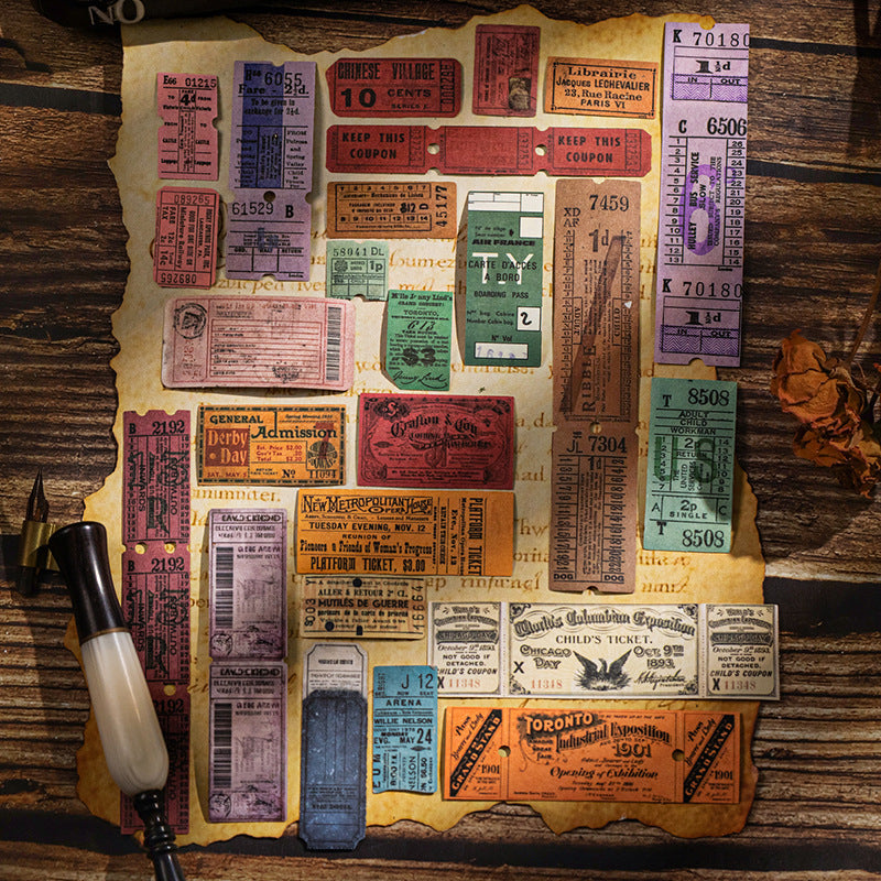 45 Pcs Vintage Tickets Stickers GDPWS