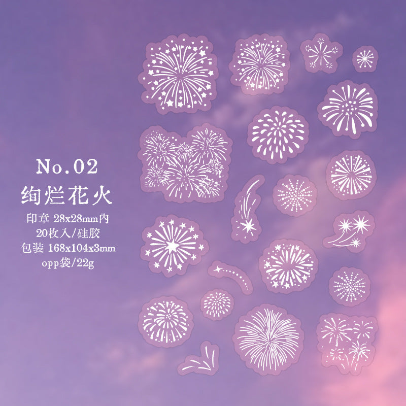 20 Pcs Firework Snowflake Silicone Stamp SLRC