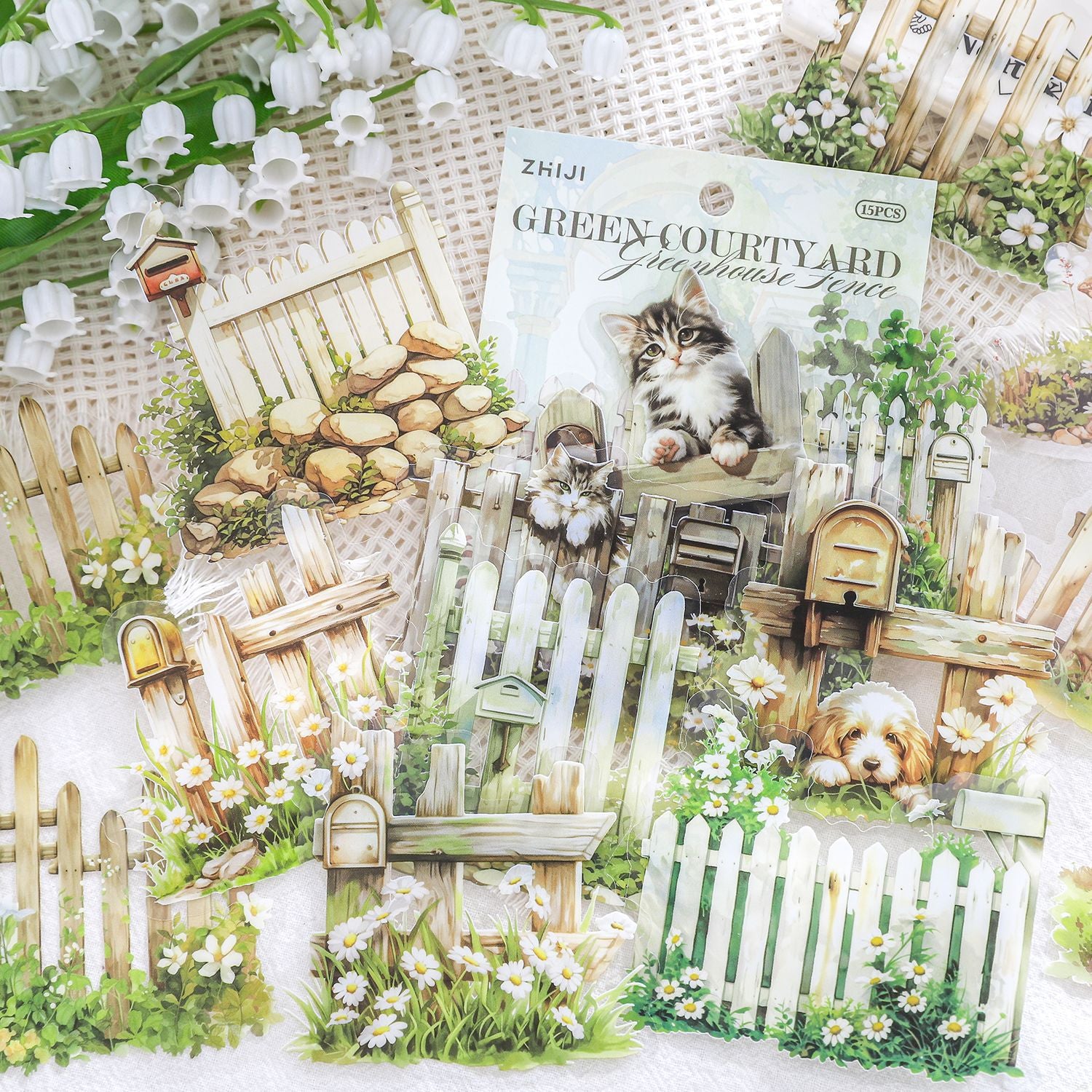 15 Pcs Garden Fence PET Stickers HFLS