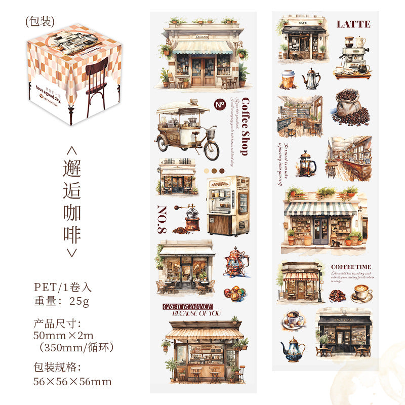 1 Roll Cofee Themed PET Tape ZMKFG