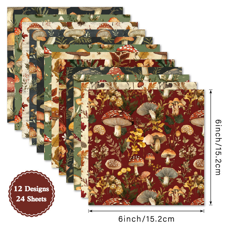 6 inch Mushroom Scrapbook Paper Pad SKP408
