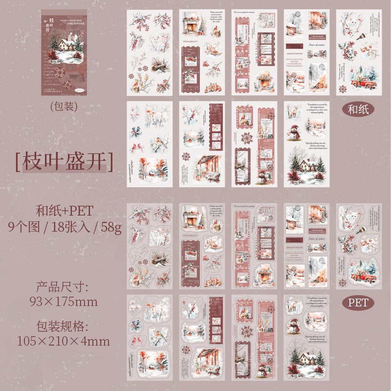 18 Sheets Snow Theme Stickers Book DRYXJ