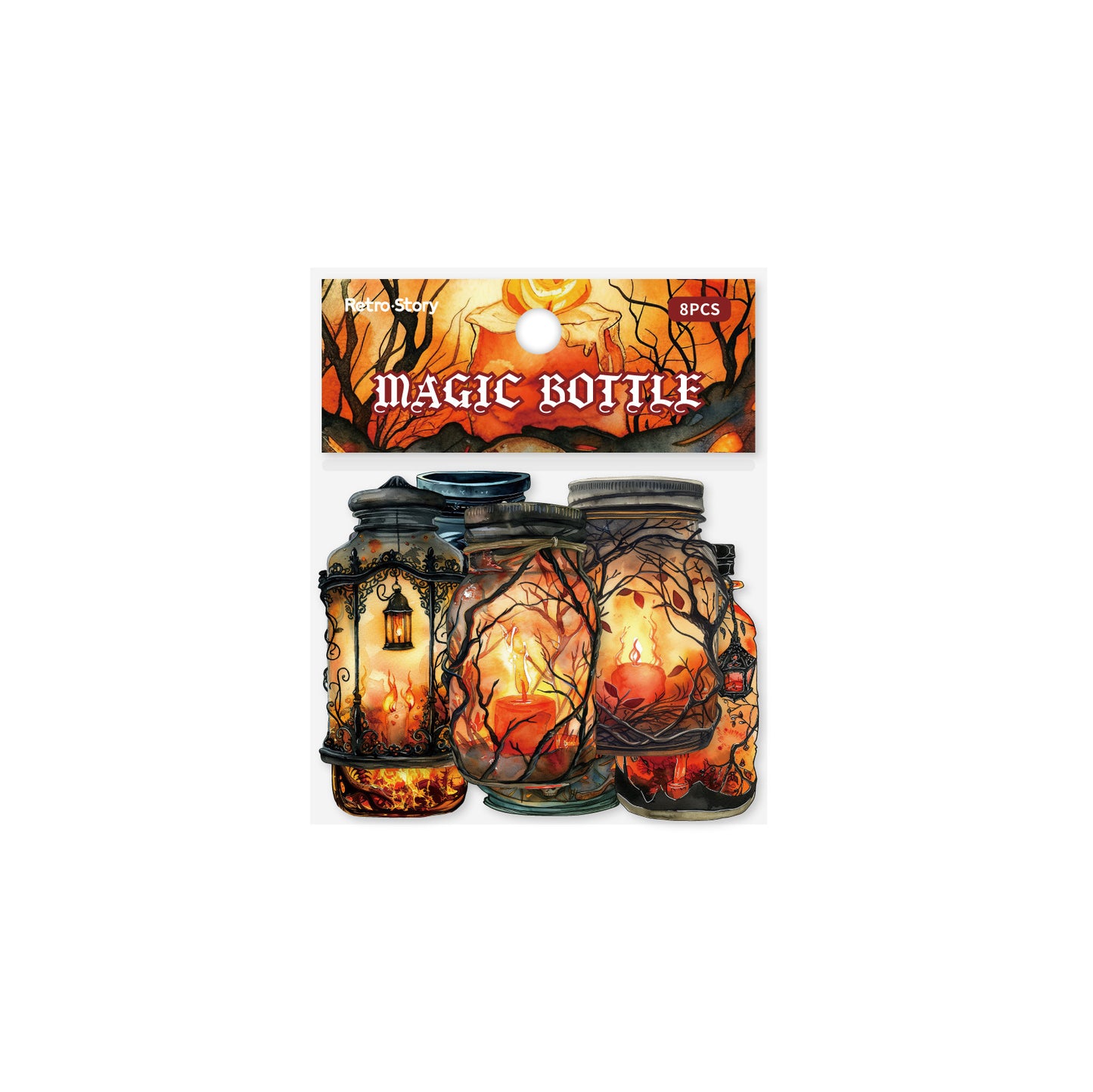 8 Pcs Gothic Magic Bottle Stickers MFPZ