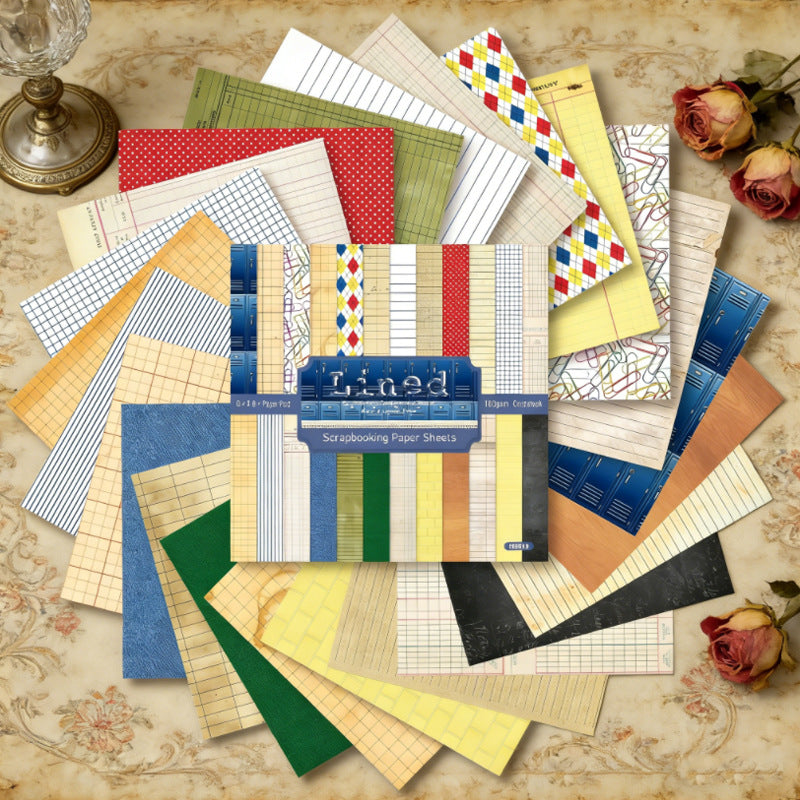 6 inch Vintage Lined Scrapbook Paper Pad SKP610