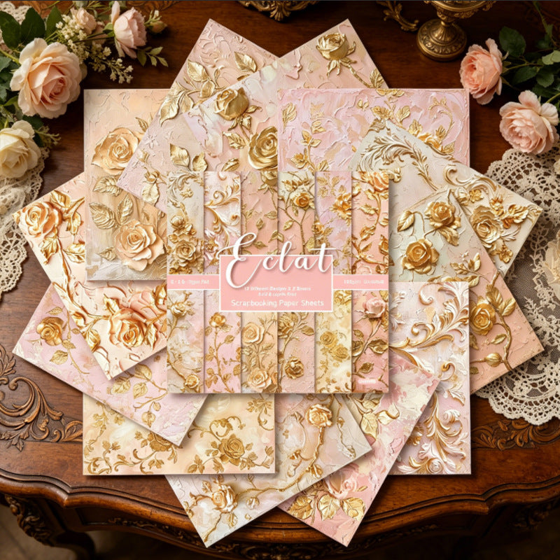 6 Inch Gilded Rose Scrapbook Paper SKP036B