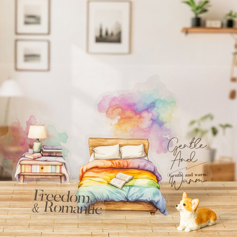 30 Pcs Watercolor Furniture Quote PET Stickers BLJL