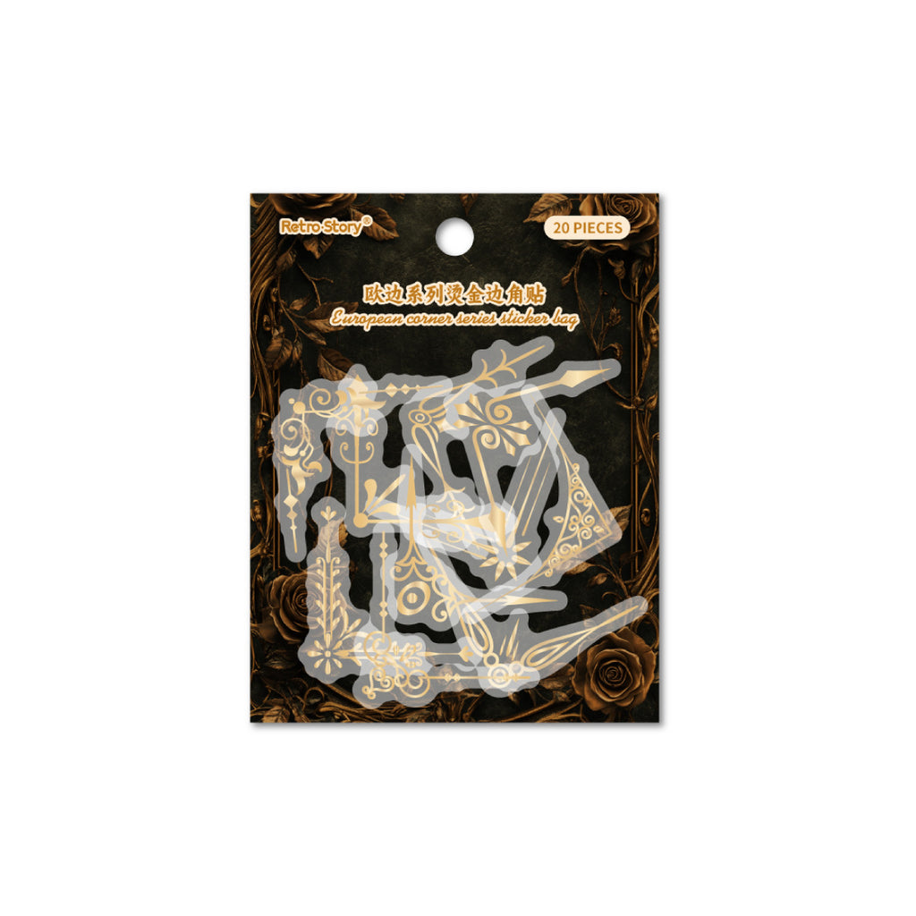 20 Pcs Golden Corner PET Stickers OBXL