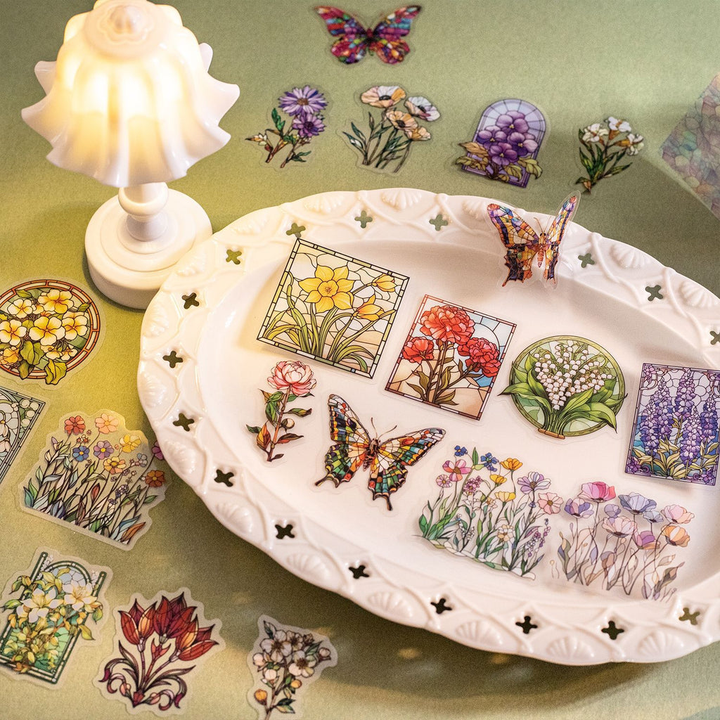 15 Pcs Windows Theme PET Stickers and Cardstock