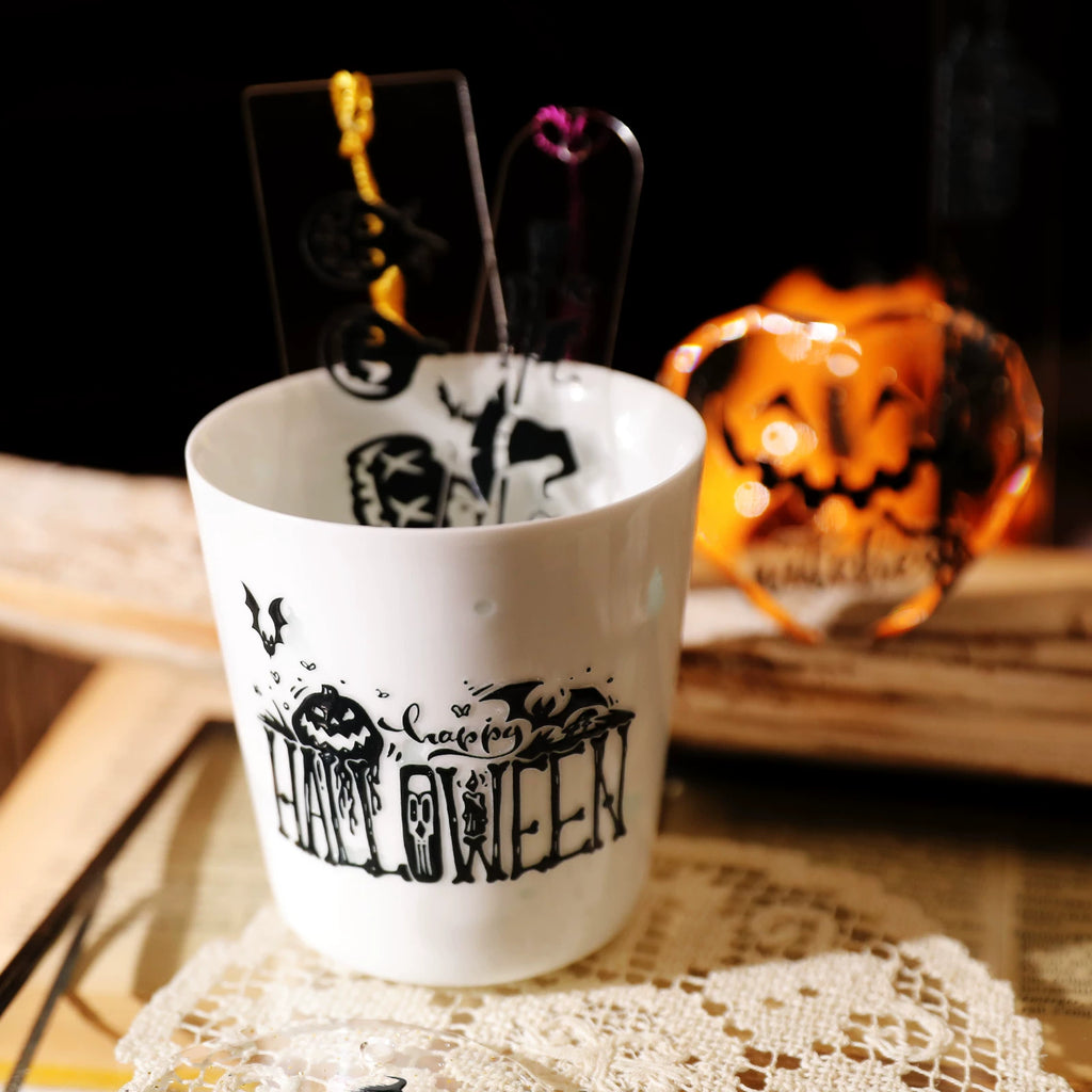 2 Sheets Waterproof Rub on Stickers - Black Halloween