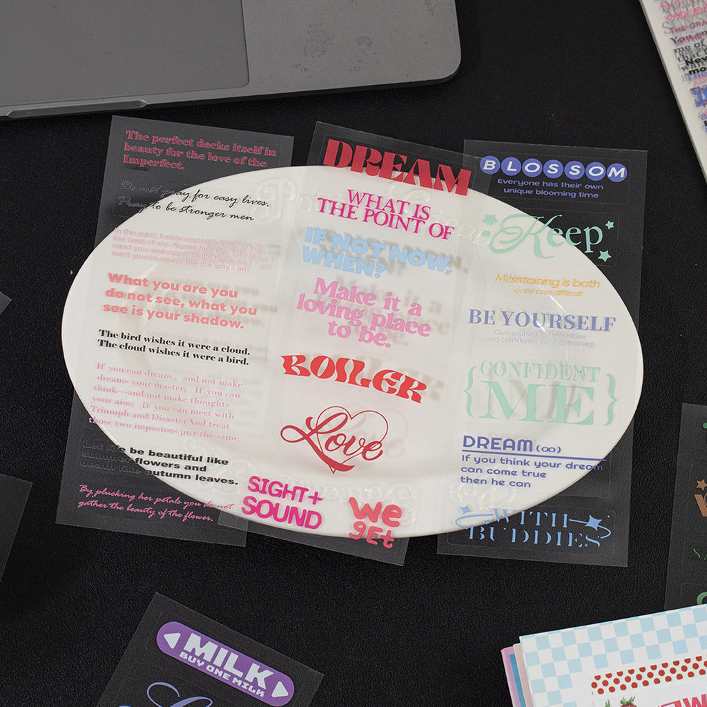 50 Sheets Quote Words PET Stickers WXXX