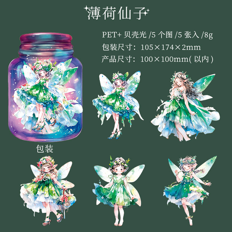 5 Pcs Flower Fairy PET Stickers XXNRJ