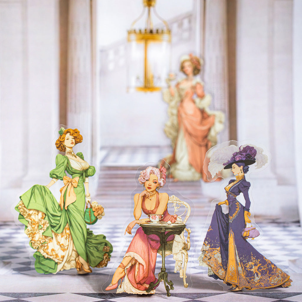 20 Pcs Rococo Party Lady PET Stickers LKKWY