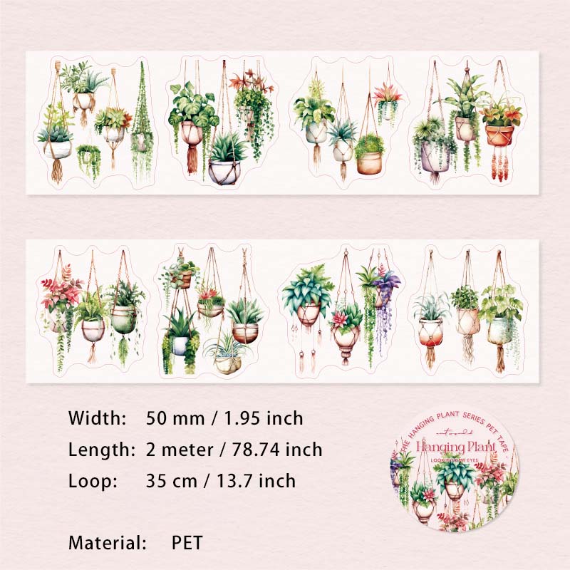 1 Roll Potted Plants PET Stickers Tape XGZW