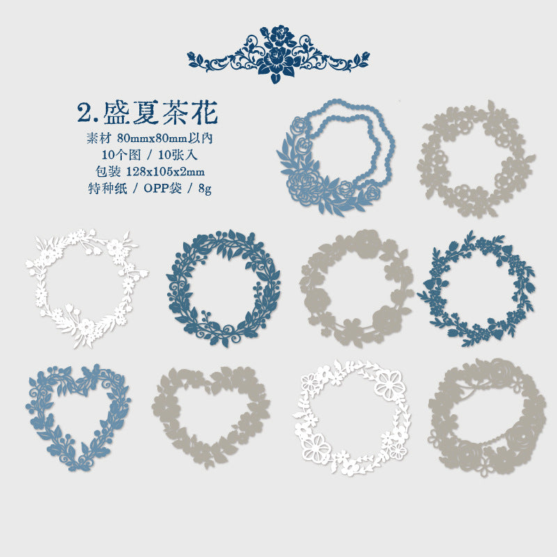 10 Pcs  Wreath Cutlout Paper YYYY