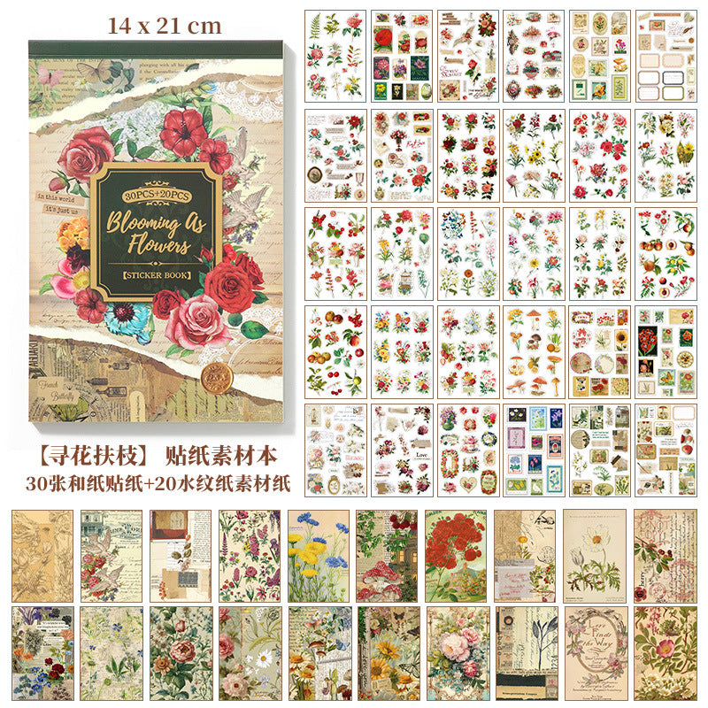 50 Sheets Vintage Scrapbook Paper and Stickers Book MCYL