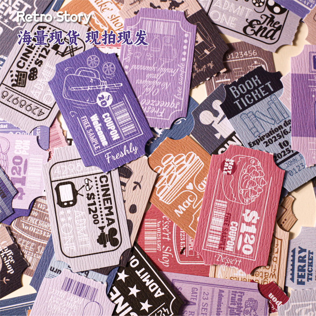 15 Sheets Vintage Ticket Stickers SJMYJ