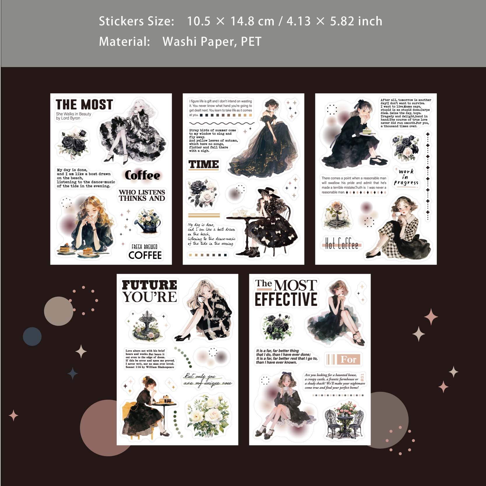 10 Sheets Fashion Girl Quote Stickers Book BLSN