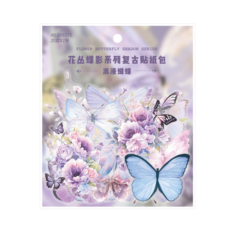 40 Pcs PET Butterfly and Flower Stickers HCDY