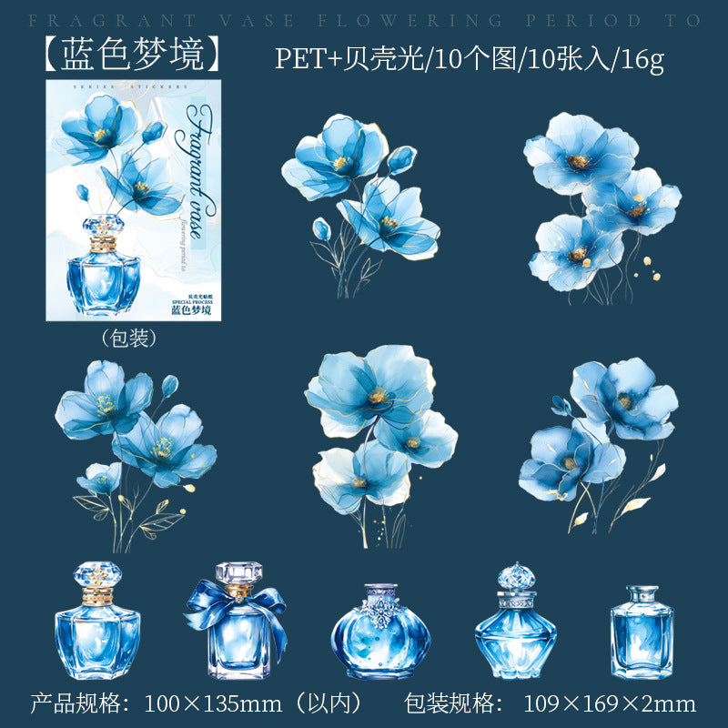 10 Pcs Flower and Bottle PET Stickers XPHQZ