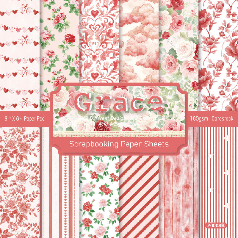 6 inch Pink Grace Scrapbook Paper Pad SKP008
