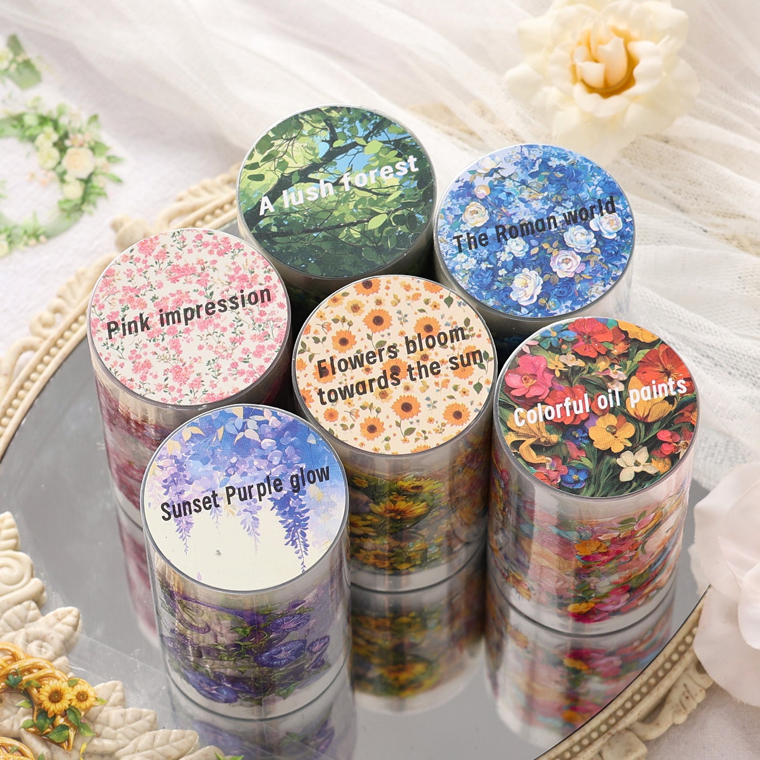 1 Roll Floral Letter Number PET Stickers Tape SZMM