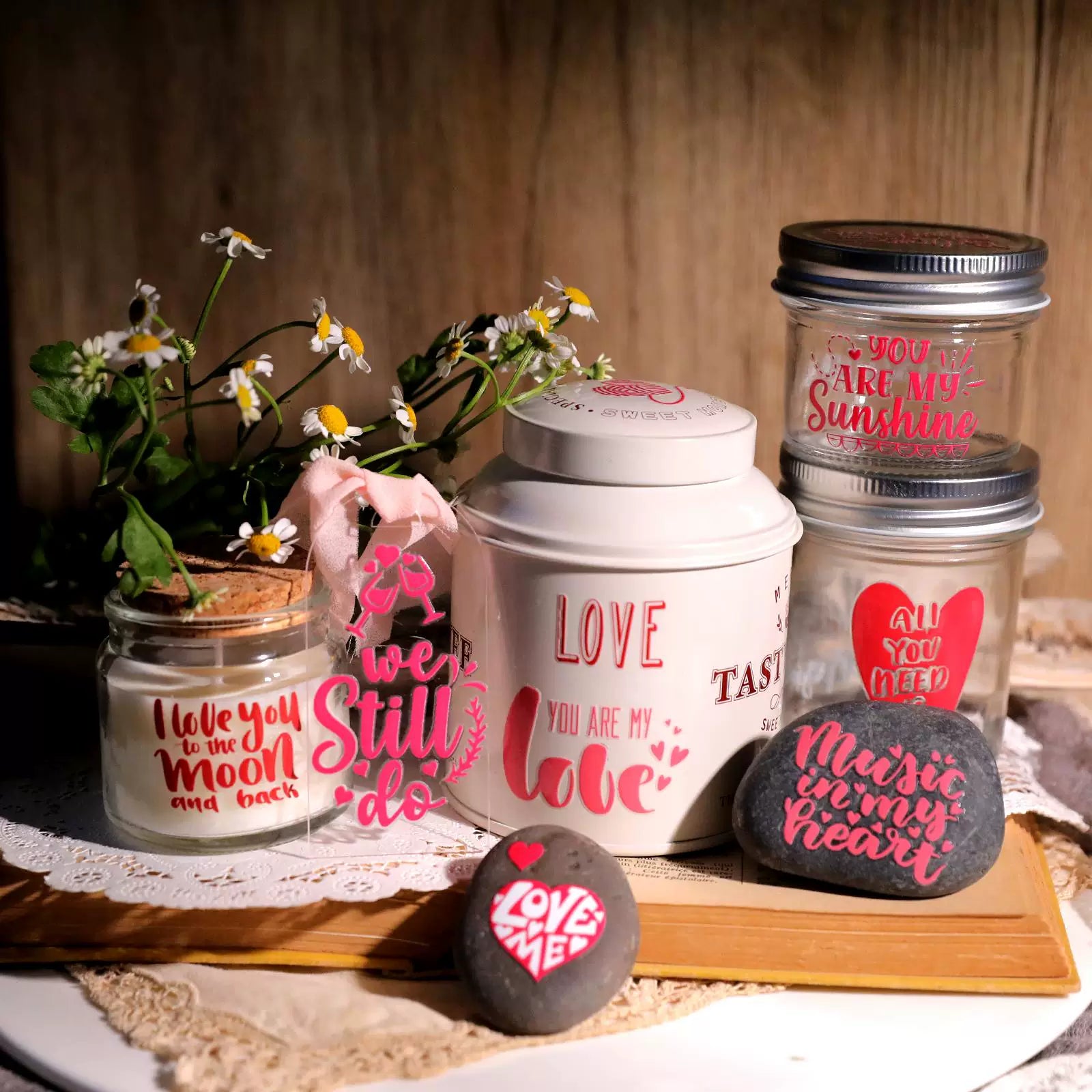 2 Sheets Waterproof Rub on Stickers - Valentine's Day TZ09