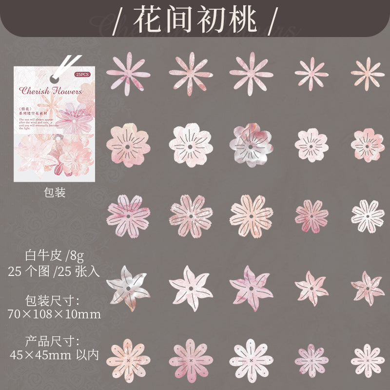 25 Pcs Cutout Paper Flowers XHXL