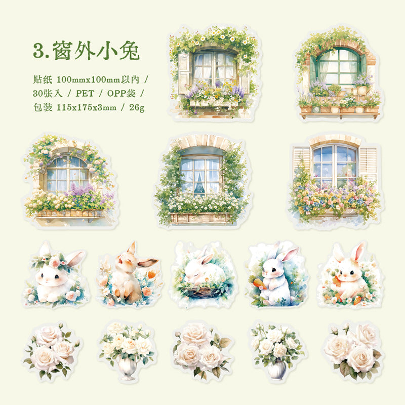 30 Pcs Window Themed PET Stickers LGCT