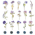 40 Pcs Vintage Pressed Flower Wax Seal Stickers- Blue