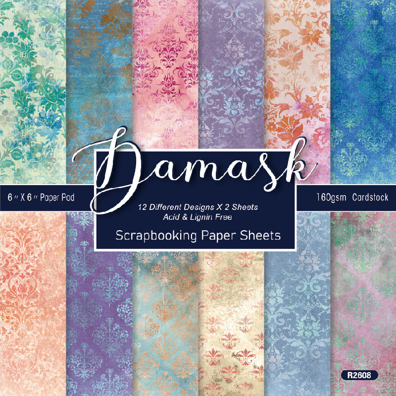 6 inch Damask Scrapbook Paper Pad SKP608