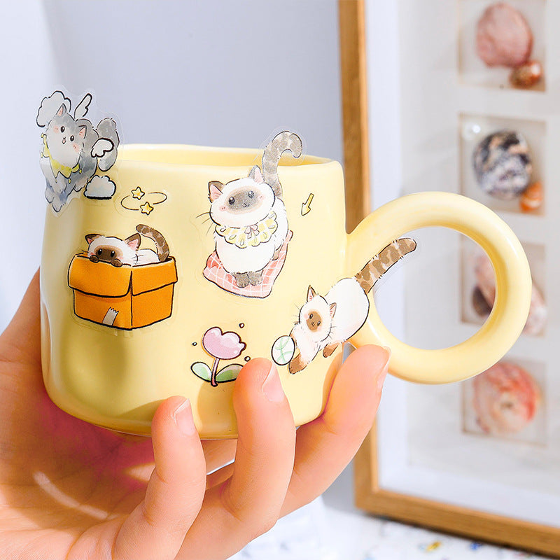 4 Pcs Kawaii Cartoon Cats PET Stickers - Have Fun