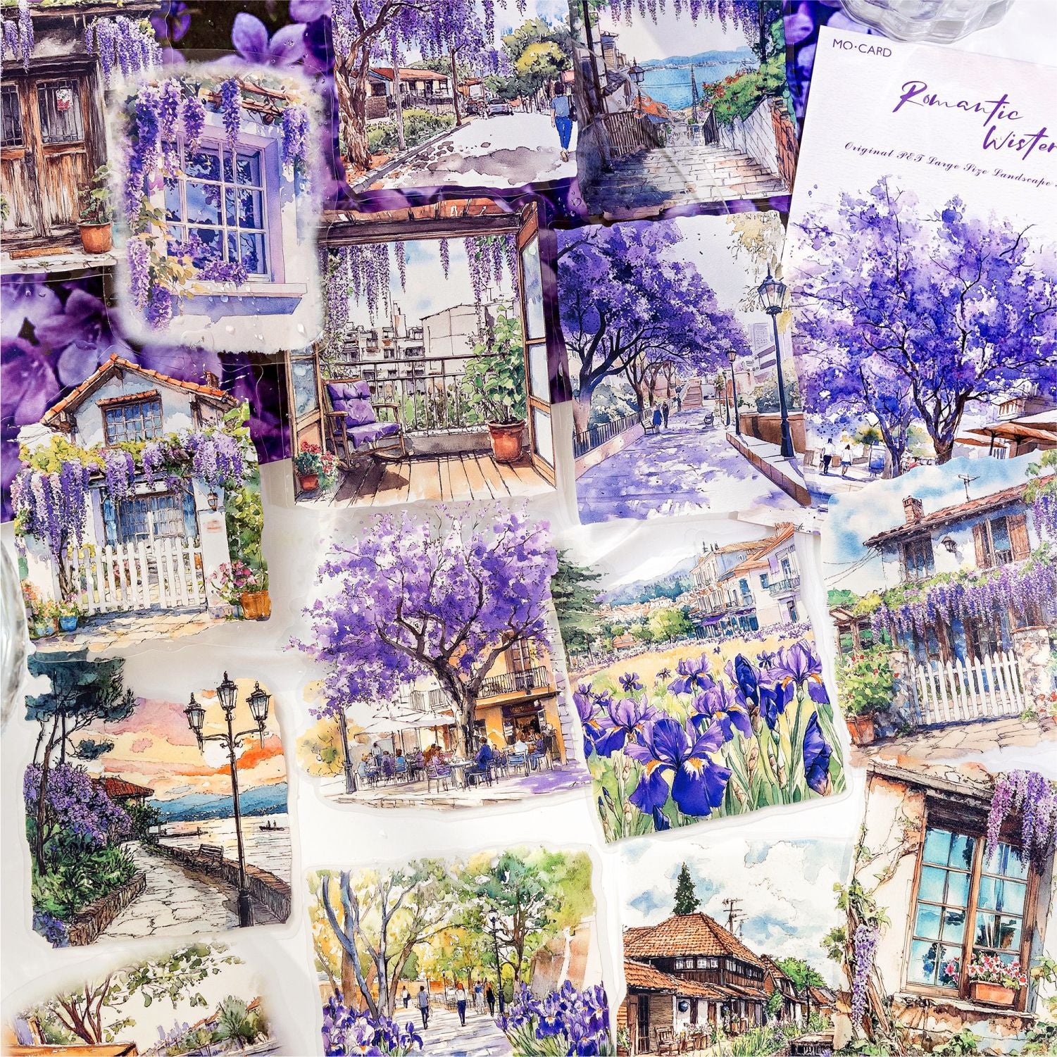 15 Pcs Watercolor Landscape PET Stickers CSSC