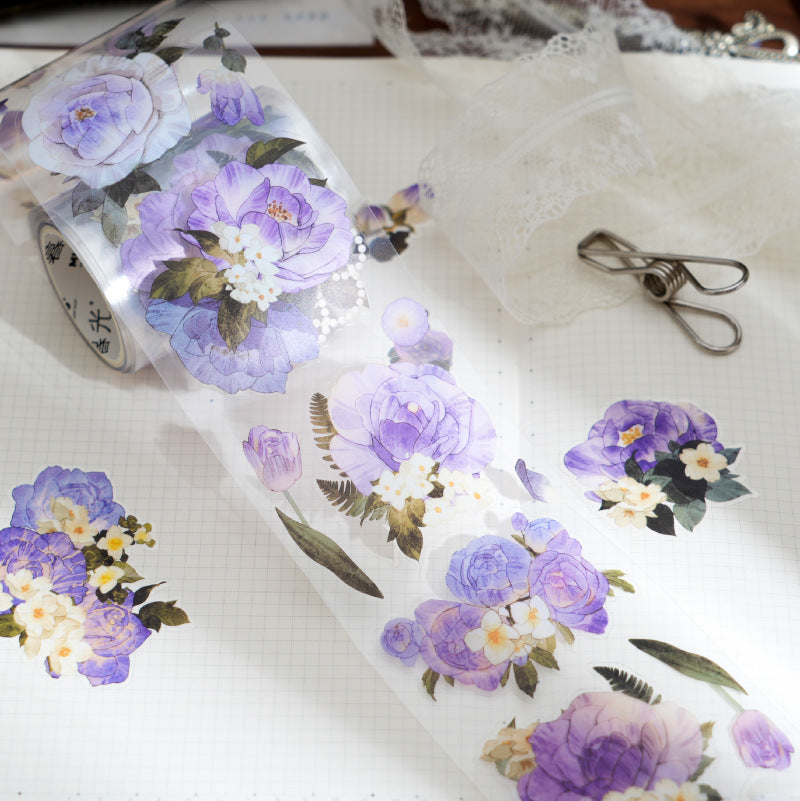 1 Roll Pre-cut PET Flowers Stickers Tape WYHM